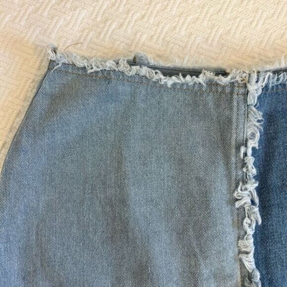 Y2K Patchwork Mini Denim Skirt Blue Jean Raw Hem Blueblush Blue Blush Size Small - Picture 3 of 8